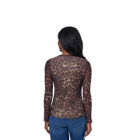 Edited by Remi Bader Women's Long Sleeve Mesh Top Size S Small Leopard Print - Picture 3 of 11